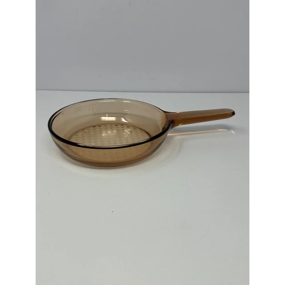 Vintage Corning Visions Amber glass waffle bottom 7